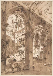 Arkkitehtoninen capriccio: palatsin sisäpiha