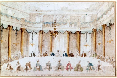 Polignacin hääjuhla. Francesco Guardin (1712 - 1793) piirros.