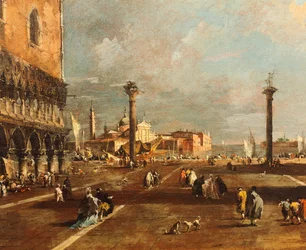 Piazza San Marco kohti San Giorgio Maggiorea, kirjoittanut Francesco Guardi (1712-1793), öljy kankaalle, 45x72 cm