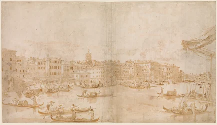 Canal Grande Rialton yläpuolella (etupuoli); pappi viettää messua ja pyhä Vincent Ferrer saarnaa (kääntöpuoli)
