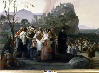 Francesco Hayez (1791 - 1882): Pargan pakolaiset (1826 - 1831) (jakso Kreikan itsenäisyys). Milano, Modernin taiteen galleria.