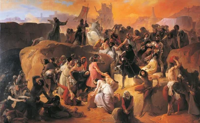 Ensimmäisten ristiretkeläisten jano Jerusalemissa, Francesco Hayez, yksityiskohta