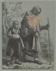 Talonpoikanainen vauvan ja pienen tytön kanssa, 17601764.