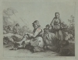 Istuva paimen ja talonpoikainen korin kanssa, 17591782.
