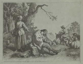 Nukkuva paimenpoika ja nainen lapsen kanssa, 17591782.