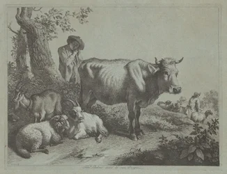 Pysyvä lehmä ja paimenpoika lauman kanssa, 1760-luku.