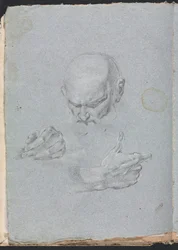 Verona Sketchbook: Miehen pää, jolla on kädet, sivu 8, 1760.