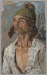 Paimen (tutkimus sanalle "The Wow") (recto); Nainen pitelee vauvaa (Studio "Vow") (käänteinen)