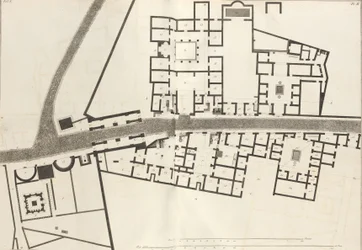 Suuri suunnitelma Pompejin kaupungin sisäänkäynnistä ja sitä ympäröivistä rakennuksista Ant..., 1804.