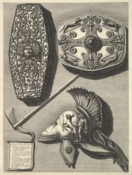 Trofei de Ottaviano Auguston osat isossa entisöity Kunnostettu yksityiskohta Tro..., ca. 1753.