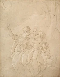 Klassinen naishahmo Diana tai Venus kahdella lapsella, n. 1539-42.