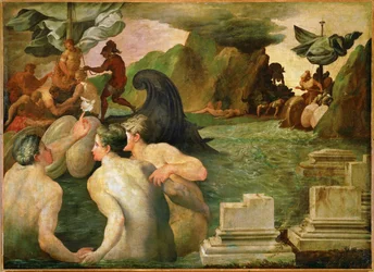 Odysseus ja seireenit (öljy kankaalle)