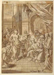 Piirros, Kristus ja aviorikollinen nainen, 1750-60