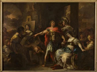 Alexander ja Campaspe, ennen vuotta 1695 (öljy kuparilevylle)