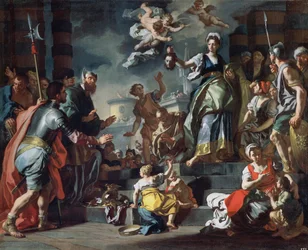 Judith Holofernesin pään kanssa