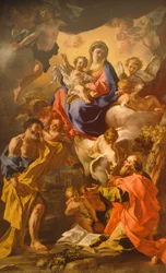 Francesco Solimena (1657-1747) Madonna ja lapsi Pyhän Pietarin ja Paavalin välillä