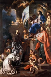 Francesco Solimena (1657-1747) St Bonaventure vastaanottaa Pyhän haudan lipun Madonnasta, San Paolon katedraali, Aversa, Campania, Italia
