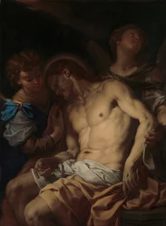 Kuollut Kristus Enkelien tukemana, n. 1710.
