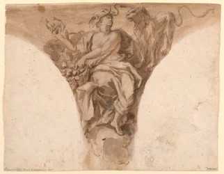 Piirustus, Afrikka, Rooman Pietarinkirkon kaste-esikäytävän riipus, 1713-26.