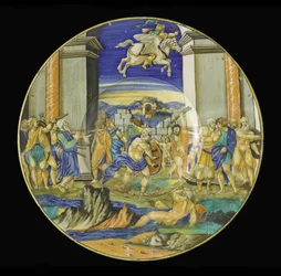 Lautas, jossa kohtaus Arioston Orlando Furiososta, 1531 (maiolica)