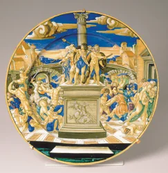 Lautas viattomien verilöylyllä, n. 1527–1530 (maiolica)