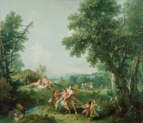 Maisema Bacchuksen kasvatuksella, 1744