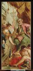 Sophronia pyytää saraseenikuningas Aladinea vapauttamaan kristityt vangit, noin 1760 (öljy kankaalle).