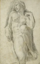 Aurora, Michelangelo Buonarrotin mukaan (musta liitu valkoisella paperilla)