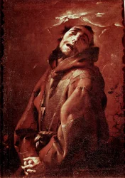 Pyhä Francois Assisilainen ekstaasissa Francesco del Kairon (1607-1665) maalaus 1600-luvulta su. 74x53 cm Milano, Musei Civici del Castello Sforzesco