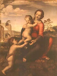 Kaivon madonna tai Madonna ja lapsi nuoren Johannes Kastajan kanssa, n. 1503-09 (tempera paneelissa)