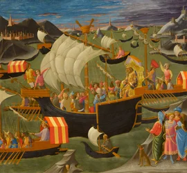 Kuningas Melchior purjehtimassa Pyhään maahan, n. 1445-1450