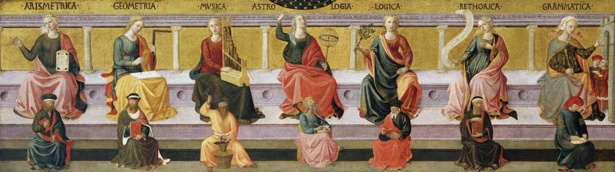""seitsemän vapaata taidetta"" (aritmetiikka, geometria, musiikki, astrologia, logiikka, retoriikka ja kielioppi) Francesco di Stefano Pesellinon (1422-1457) maalaus noin 1450 Birmingham Museum of Art, Birmingham, Alabama Yhdysvallat ©DeAgostini/Leemage