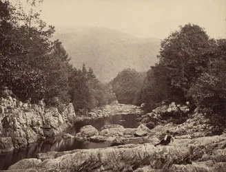 Llugwy-joella, Betws-y-Coedin kaivostyöläisten sillalla, 1860 (kuva).