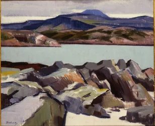 Ben More, ylhäältä Port Beag na Sligeanach (öljy kankaalle)