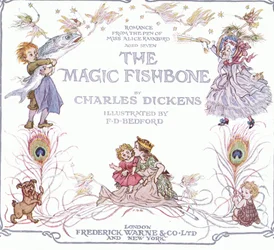 Nimiölehti teoksesta The Magic Fishbone, kustantaja Warne  Co, n.1940 (värilitografia).