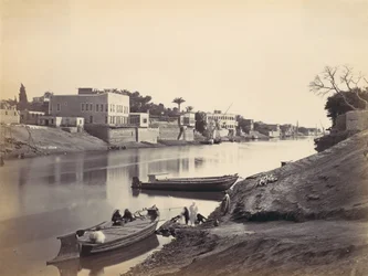 Niilin ranta Kairossa, n. 1857, painettu 1870-luvulla.