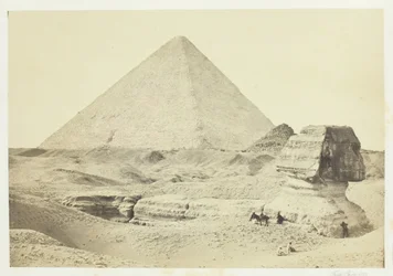 Sfinksi ja suuri pyramidi, Giza, 1857.