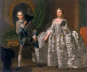 David Garrick ja Hannah Pritchard kohtauksessa elokuvasta Epäilyttävä aviomies, 1752