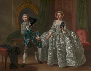 David Garrick ja rouva Pritchard Benjamin Hoadleyn "The Suspicious Husband" -elokuvassa