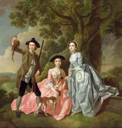 George Rogers vaimonsa Margaretin ja sisarensa Margaret Rogersin kanssa, n. 1748-50
