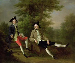 David Garrickin (1717-79) (vasemmalla) ja Felbriggin William Windhamin (1717-61) muotokuva (oikealla) n. 1745