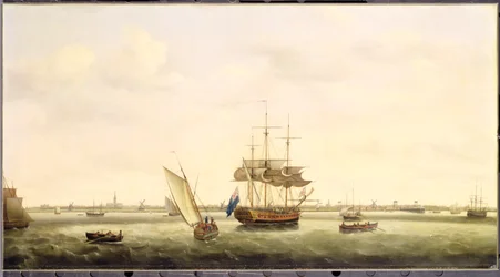 Fregatti "Yllätys" ankkurissa Great Yarmouthin edustalla, Norfolk, n. 1775