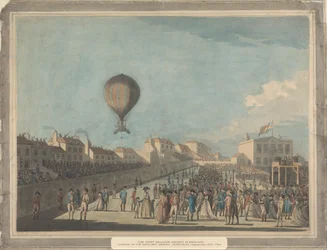 Ensimmäinen ilmapallon nousu Englannissa, syyskuussa 1784, Artillery Groundilta Moorfieldsistä