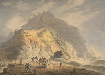 Scarborough: Haaksirikko Castle Cliffin juurella