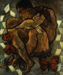 Alaston mies perhosten kanssa; Homme nu aux Papillons