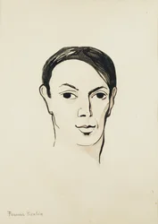 Pablo Picasson muotokuva; Portrait de Pablo Picasso, noin 1902-1905 (akvarelli, sivellin, musta muste ja lyijykynä paperille).