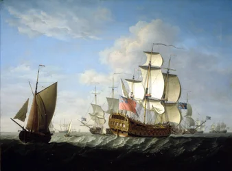 Kuninkaallisen laivaston brittiläinen laivue merellä. Francis Swaine (1725-1782), öljy kankaalle, noin 1740-luvun lopulla.