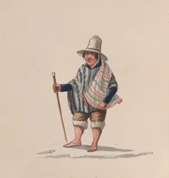 Perulainen mies, ryhmästä piirustuksia, jotka kuvaavat perulaista pukua, n. 1848.