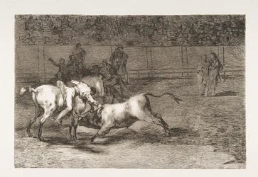 Taulukko 23 "Tauromaquiasta": Mariano Ceballos, alias intiaani, tappaa härän vuodelta 1816.