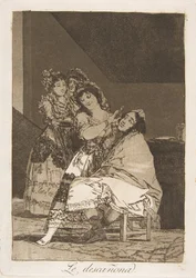 Levy 35 Los Caprichosista: Hän fleeces hänelle Le descañona., 1799.